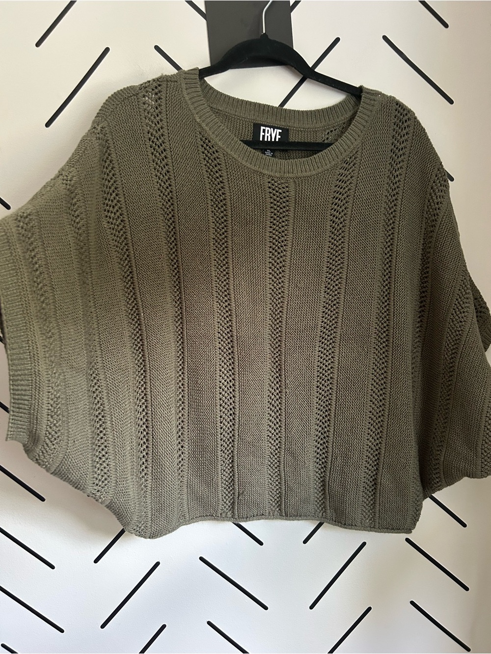Frye open knit olive green shrug sweater